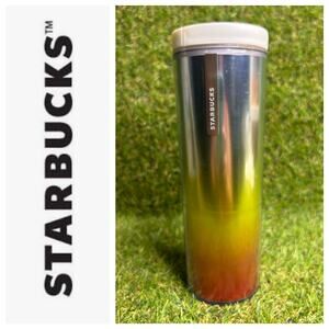 Starbucks 2013 Rainbow Ombre Yellow Sunrise Gradient Travel Tumbler 16 oz‎